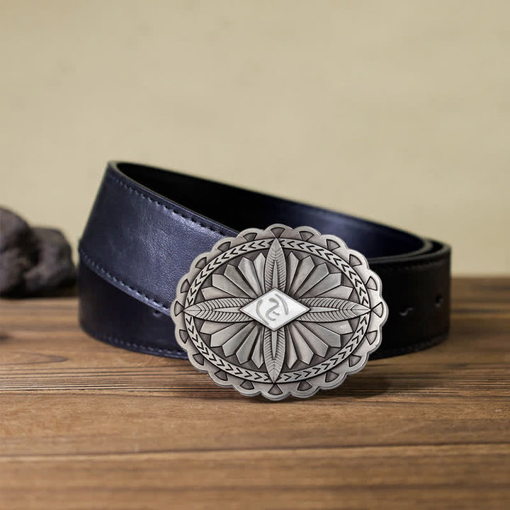 Ceinture en cuir à boucle totem tribale indienne pour homme