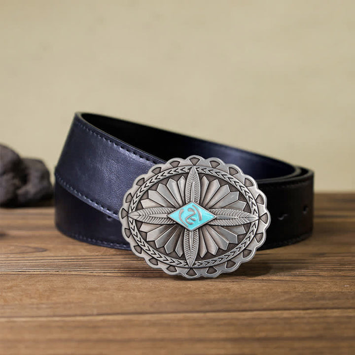 Ceinture en cuir à boucle totem tribale indienne pour homme