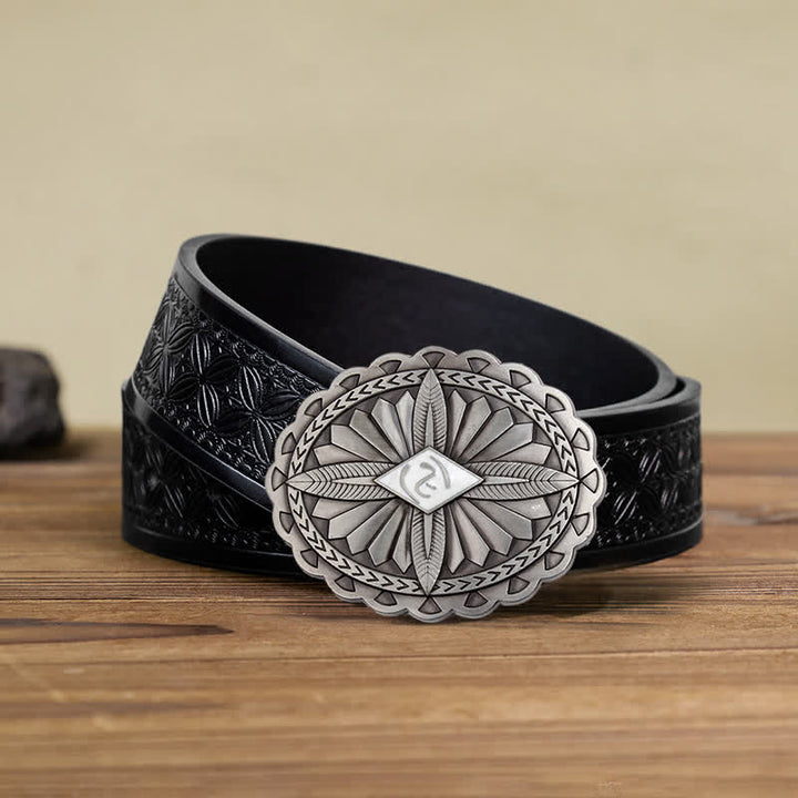 Ceinture en cuir à boucle totem tribale indienne pour homme