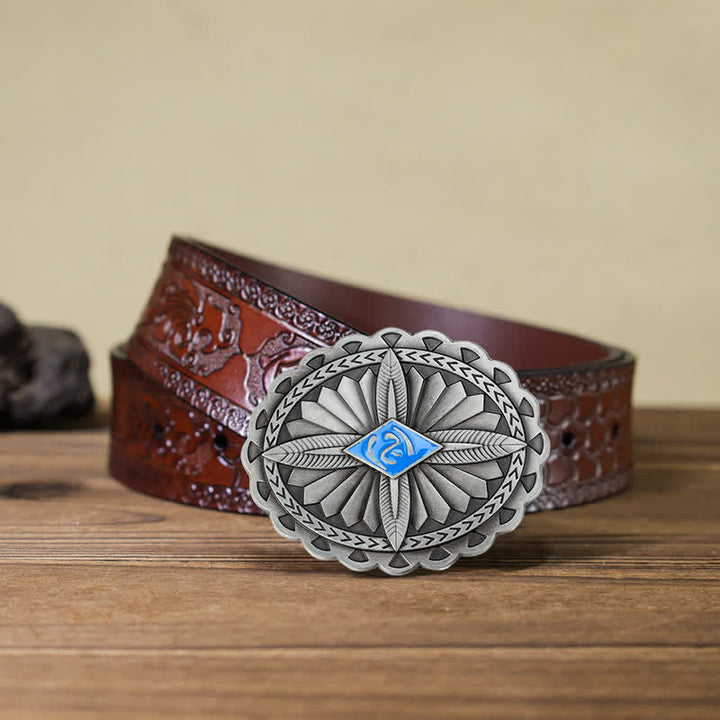 Ceinture en cuir à boucle totem tribale indienne pour homme