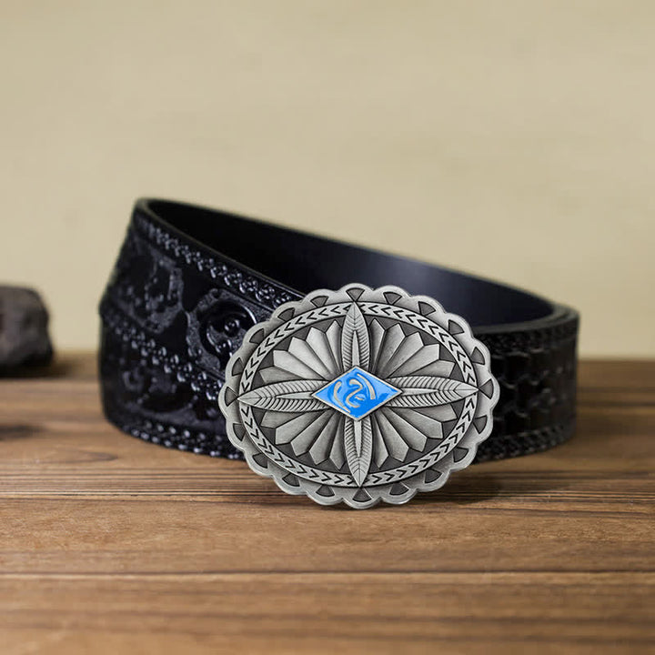 Ceinture en cuir à boucle totem tribale indienne pour homme