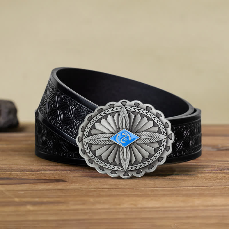 Ceinture en cuir à boucle totem tribale indienne pour homme