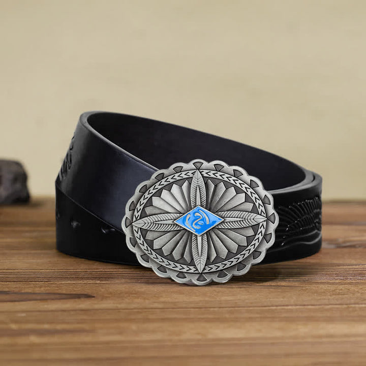Ceinture en cuir à boucle totem tribale indienne pour homme