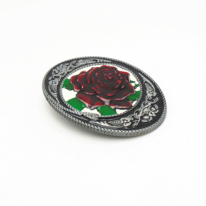 Ceinture en cuir à boucle rose colorée pour homme