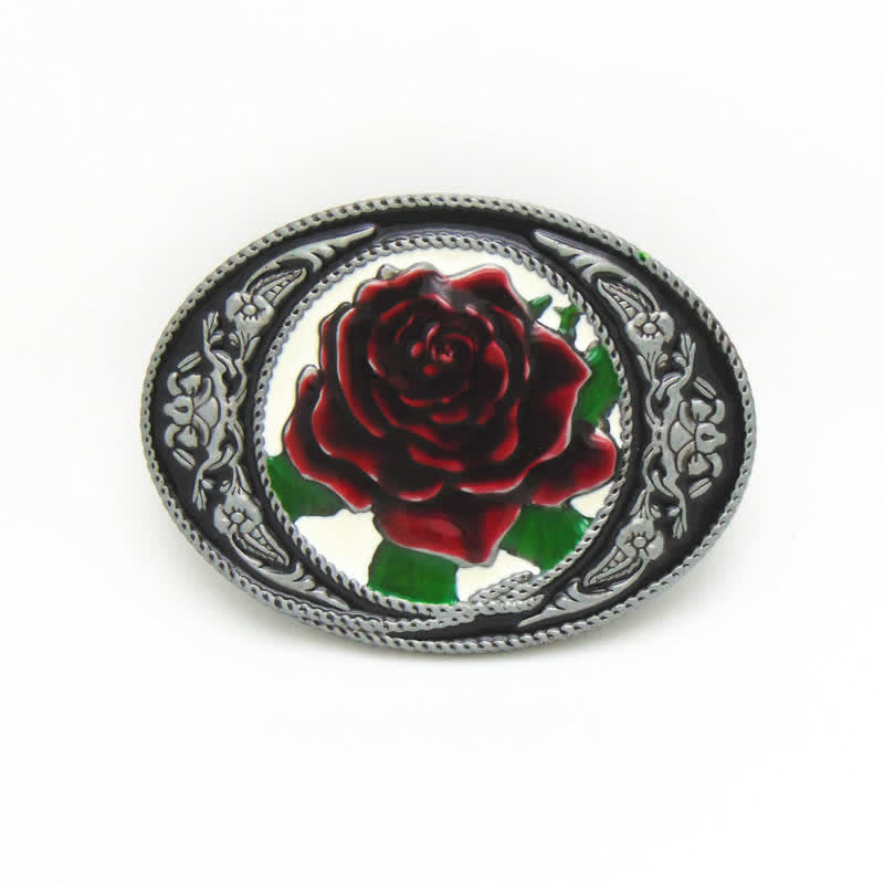 Ceinture en cuir à boucle rose colorée pour homme