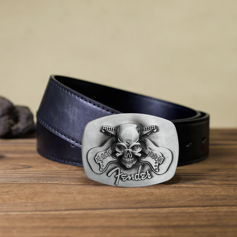 Ceinture en cuir à boucle tête de mort pour guitare musicale DIY pour homme
