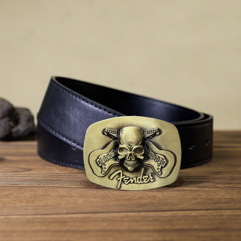 Ceinture en cuir à boucle tête de mort pour guitare musicale DIY pour homme