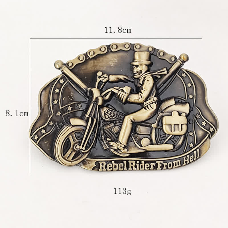 Ceinture en cuir à boucle pour homme avec tête de mort et moto