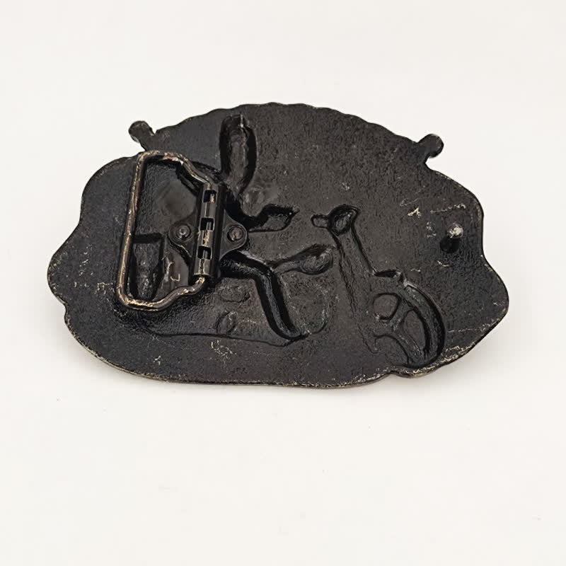 Ceinture en cuir à boucle pour homme avec tête de mort et moto