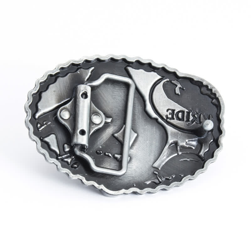 Ceinture en cuir à boucle pour homme et femme avec motif moto Wild Ride