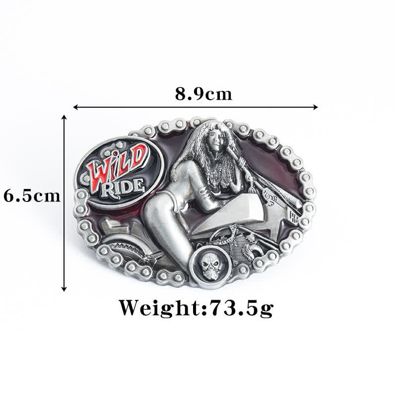 Ceinture en cuir à boucle pour homme et femme avec motif moto Wild Ride