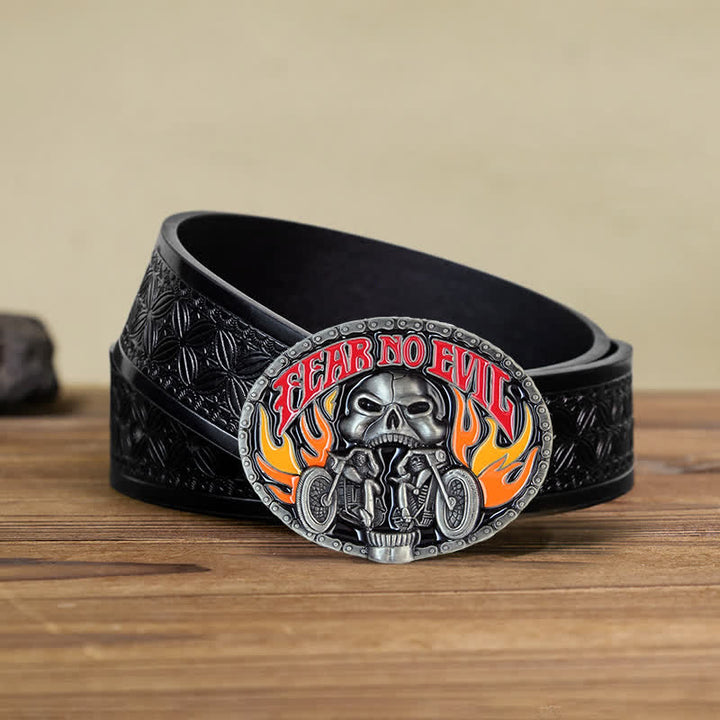Ceinture en cuir à boucle de moto pour homme avec tête de mort et motif tête de mort