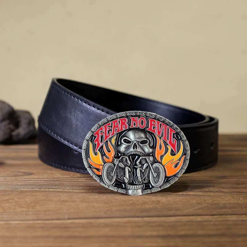 Ceinture en cuir à boucle de moto pour homme avec tête de mort et motif tête de mort