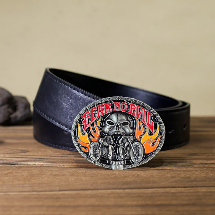 Ceinture en cuir à boucle de moto pour homme avec tête de mort et motif tête de mort