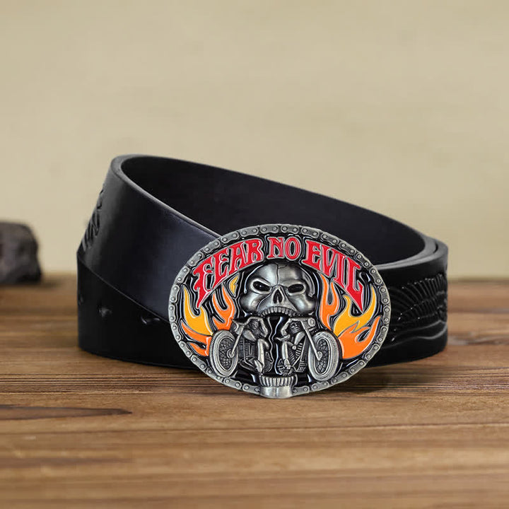 Ceinture en cuir à boucle de moto pour homme avec tête de mort et motif tête de mort