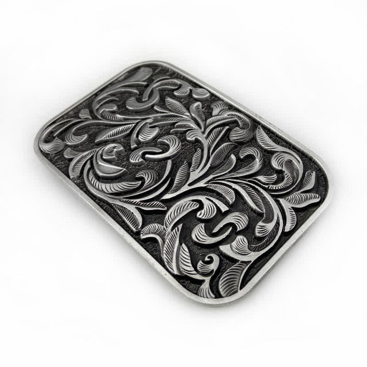 Ceinture en cuir à boucle en volutes pour homme avec motif feuilles et motif DIY
