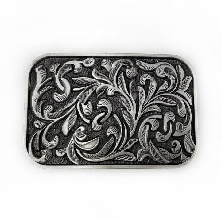 Ceinture en cuir à boucle en volutes pour homme avec motif feuilles et motif DIY