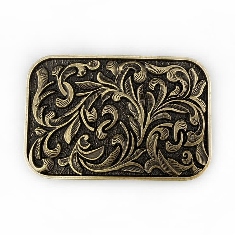 Ceinture en cuir à boucle en volutes pour homme avec motif feuilles et motif DIY