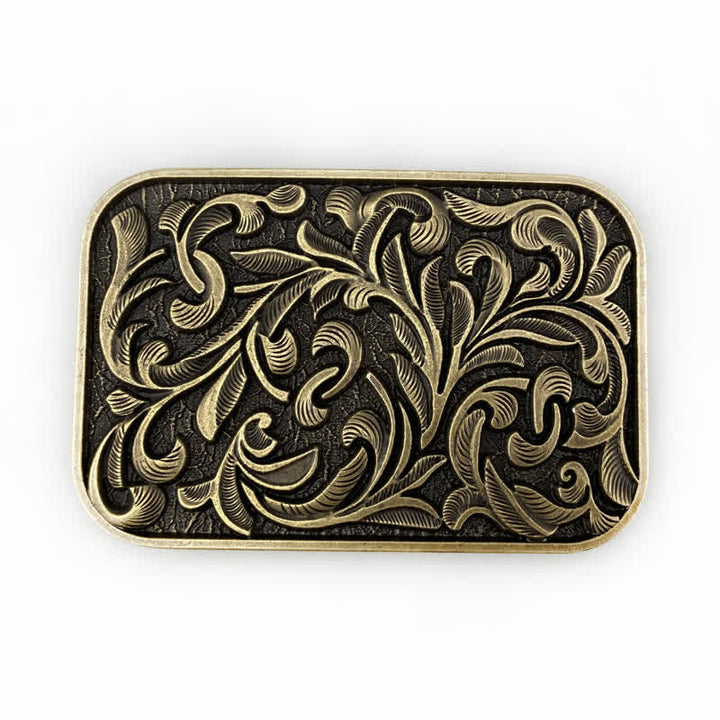 Ceinture en cuir à boucle en volutes pour homme avec motif feuilles et motif DIY