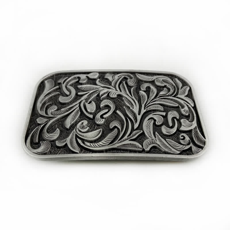 Ceinture en cuir à boucle en volutes pour homme avec motif feuilles et motif DIY