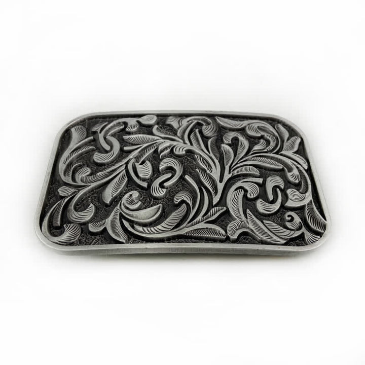 Ceinture en cuir à boucle en volutes pour homme avec motif feuilles et motif DIY