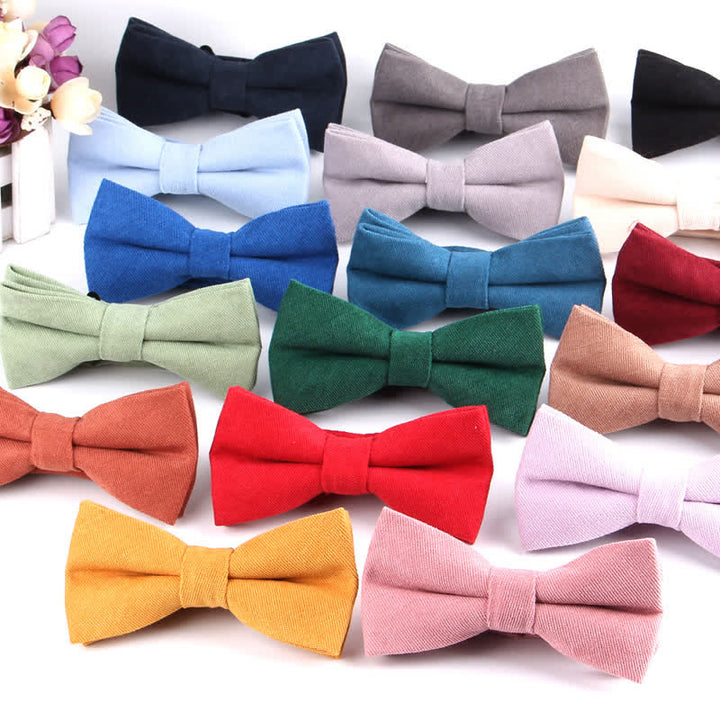 Nœud papillon formel en daim uni couleur bonbon pour homme