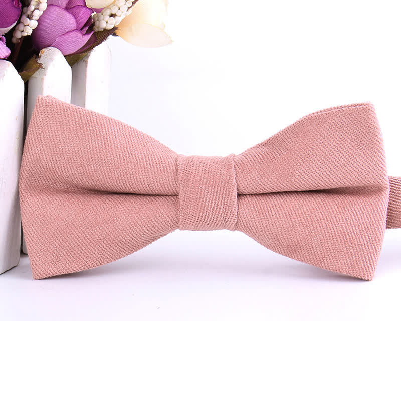 Nœud papillon formel en daim uni couleur bonbon pour homme