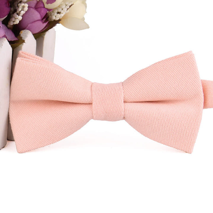 Nœud papillon formel en daim uni couleur bonbon pour homme