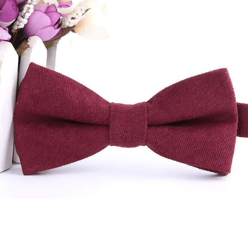 Nœud papillon formel en daim uni couleur bonbon pour homme