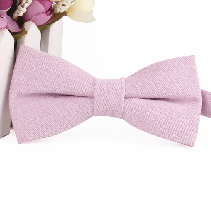 Nœud papillon formel en daim uni couleur bonbon pour homme