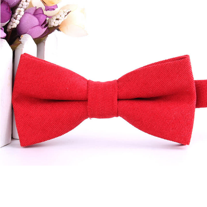 Nœud papillon formel en daim uni couleur bonbon pour homme