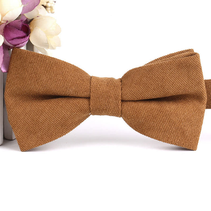 Nœud papillon formel en daim uni couleur bonbon pour homme