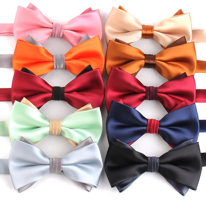 Nœud papillon double épaisseur bicolore de luxe pour homme