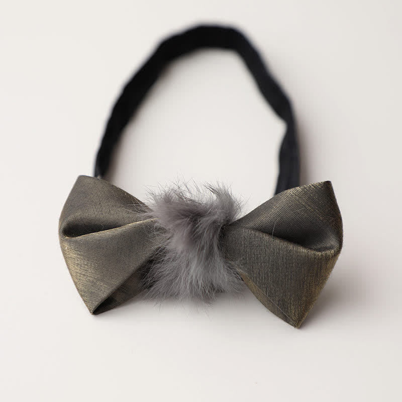 Nœud papillon vintage gris en peluche douce pour homme