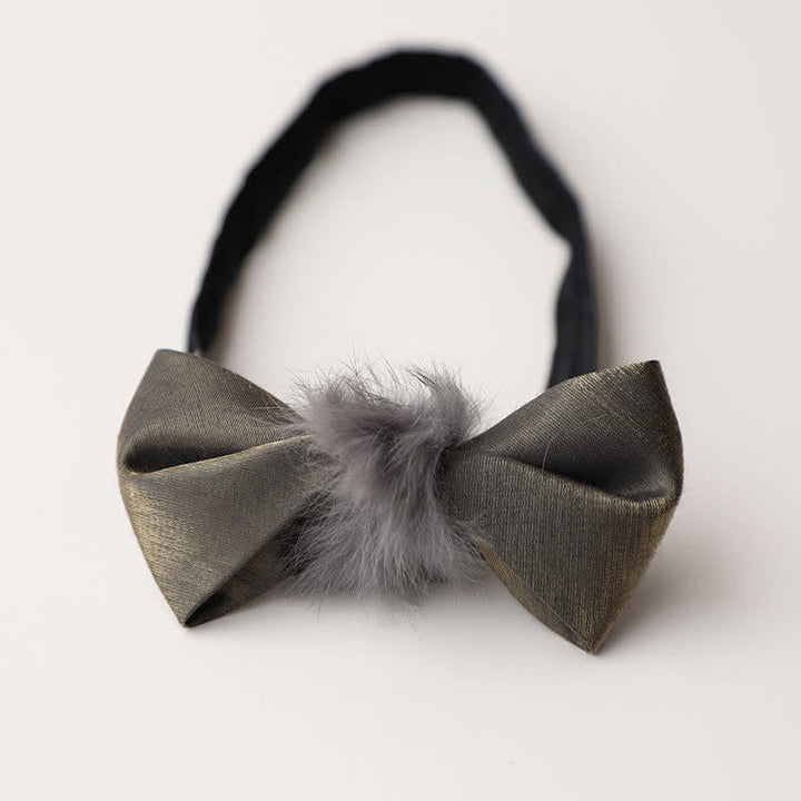 Nœud papillon vintage gris en peluche douce pour homme