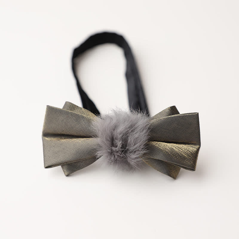 Nœud papillon vintage gris en peluche douce pour homme