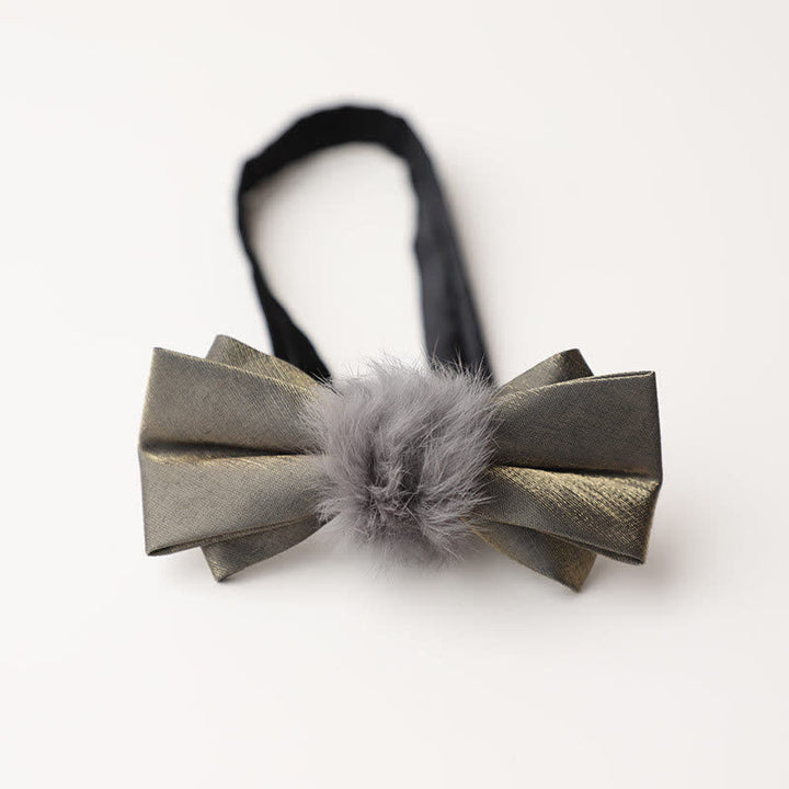 Nœud papillon vintage gris en peluche douce pour homme