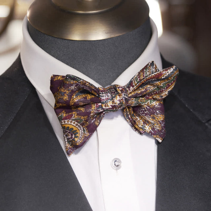 Nœud papillon double épaisseur à imprimé ethnique bohème pour homme