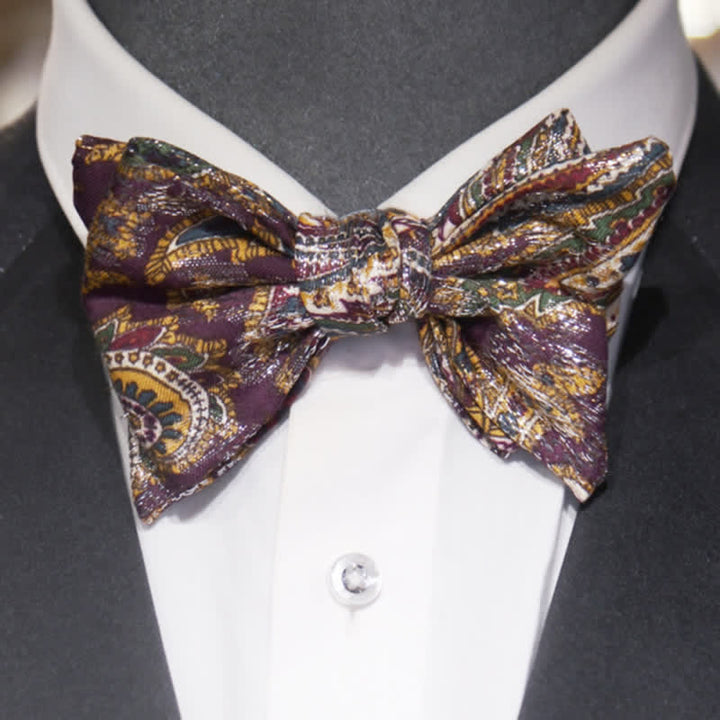 Nœud papillon double épaisseur à imprimé ethnique bohème pour homme