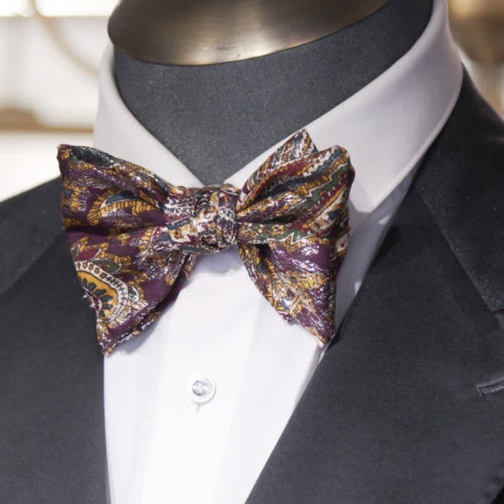 Nœud papillon double épaisseur à imprimé ethnique bohème pour homme