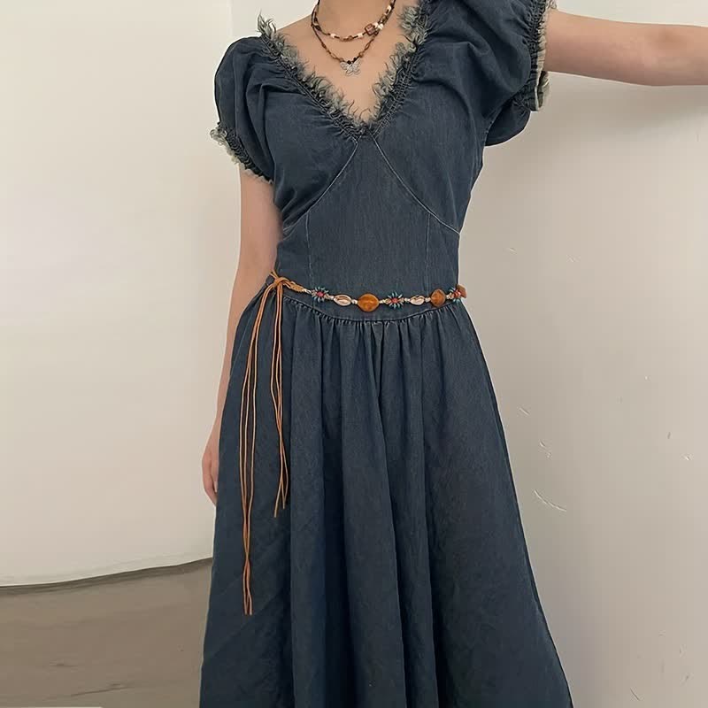 Ceinture tressée style bohème à perles et coquillages pour femme