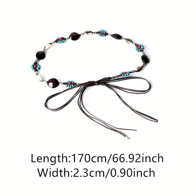 Ceinture tressée style bohème à perles et coquillages pour femme