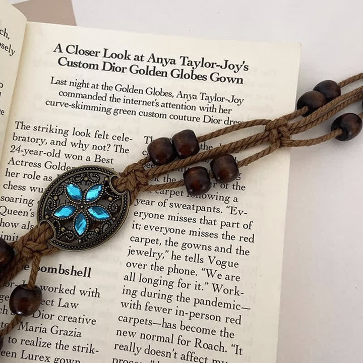 Ceinture tressée bohème en perles de bois et pierres précieuses pour femme