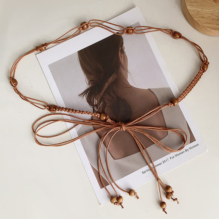 Ceinture tressée bohème à perles pour femme