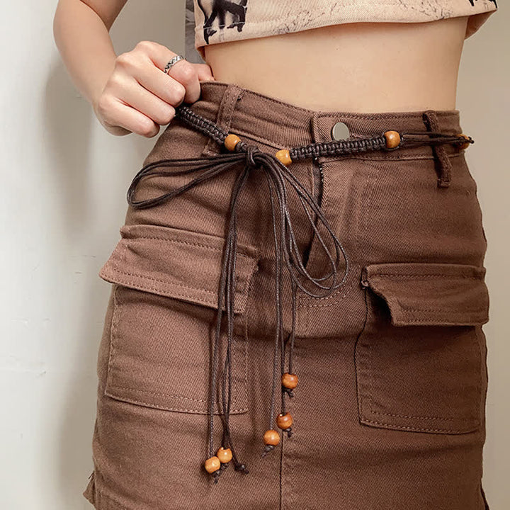 Ceinture tressée bohème à perles pour femme