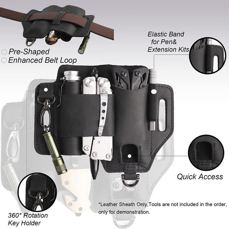 Sac ceinture en cuir multifonction pour outils EDC