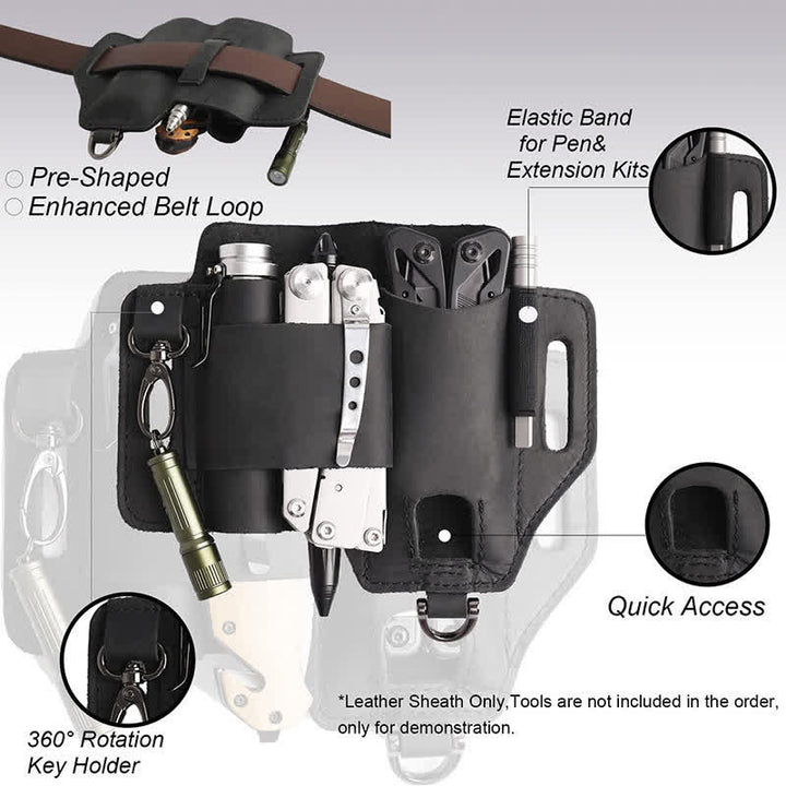 Sac ceinture en cuir multifonction pour outils EDC