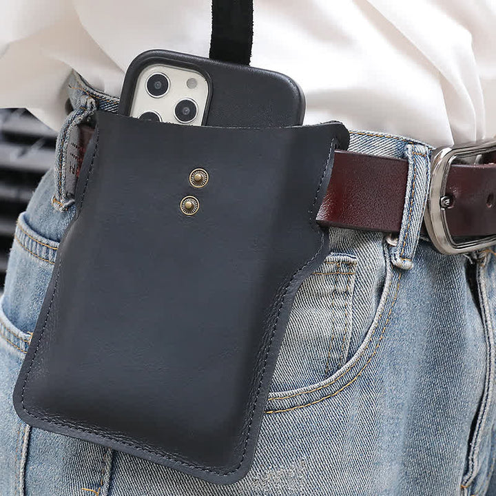 Sac ceinture en cuir rétro pratique pour téléphone portable