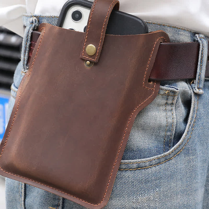 Sac ceinture en cuir rétro pratique pour téléphone portable