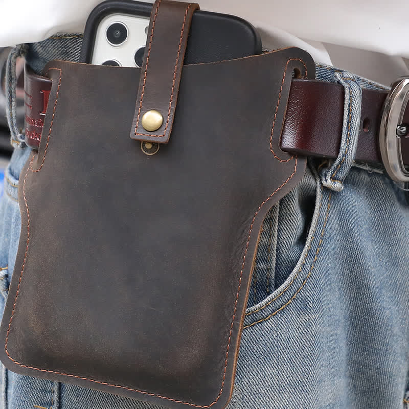 Sac ceinture en cuir rétro pratique pour téléphone portable